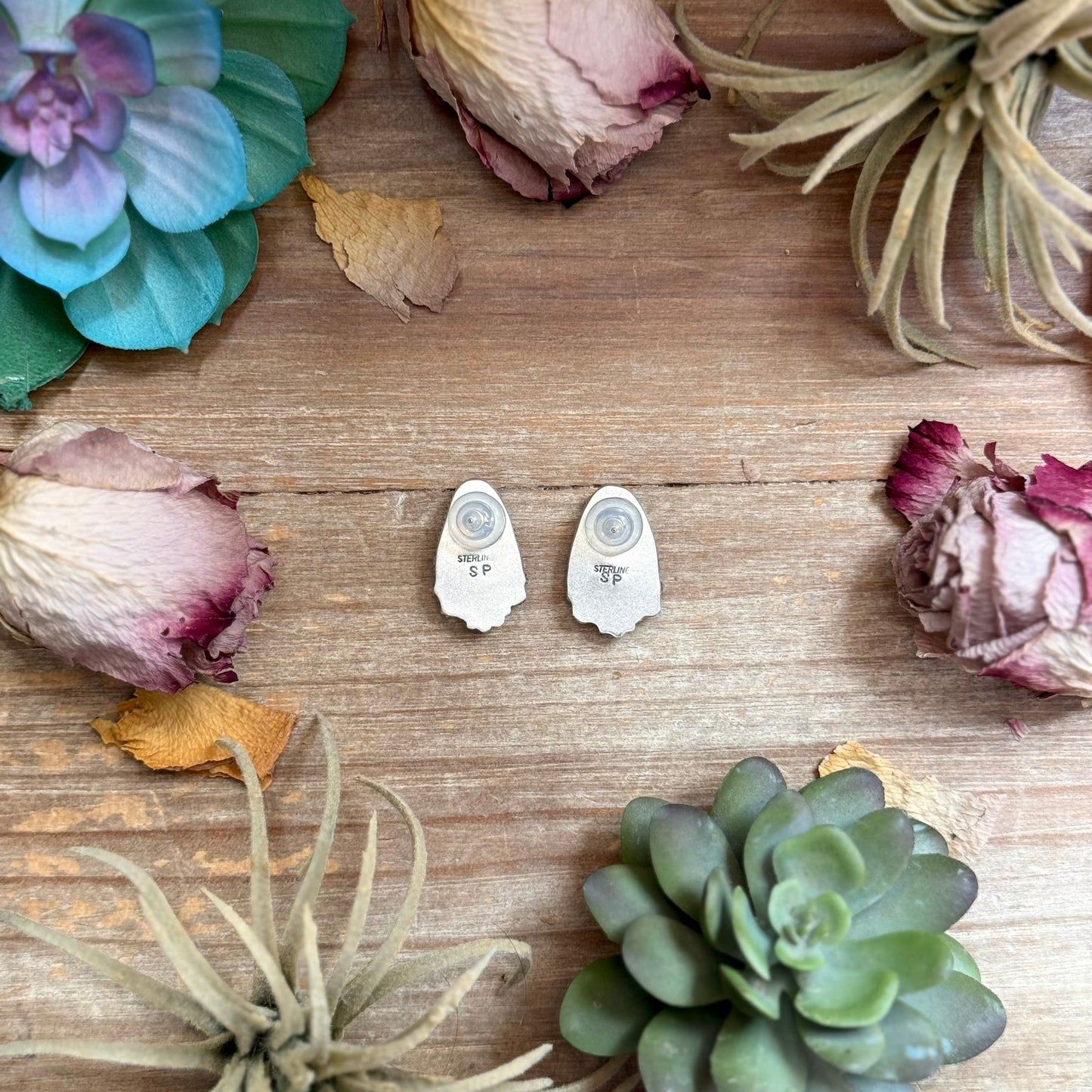 2 - Sterling Silver Sonoran Gold Turquoise Stud Earrings by Shay Pfeiffer