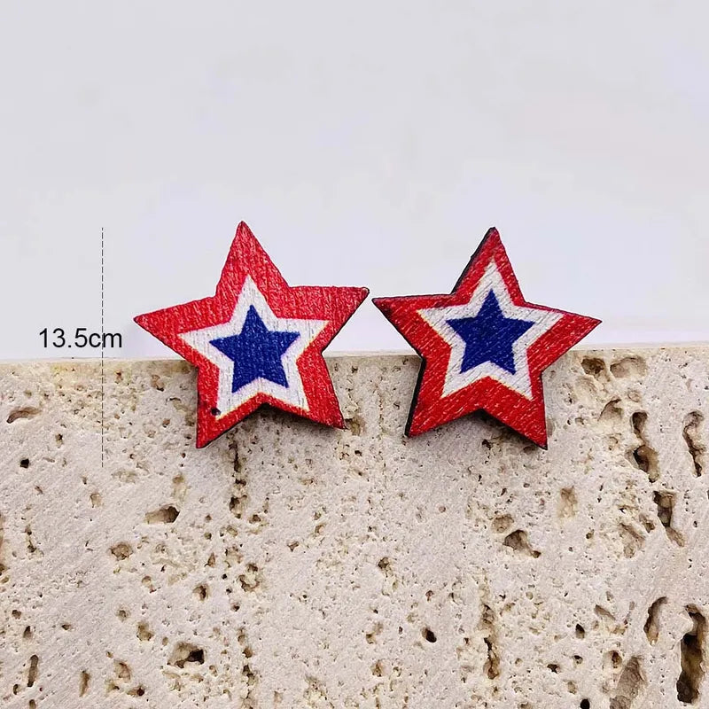 All The Sass Patriotic Wood Stud Earrings