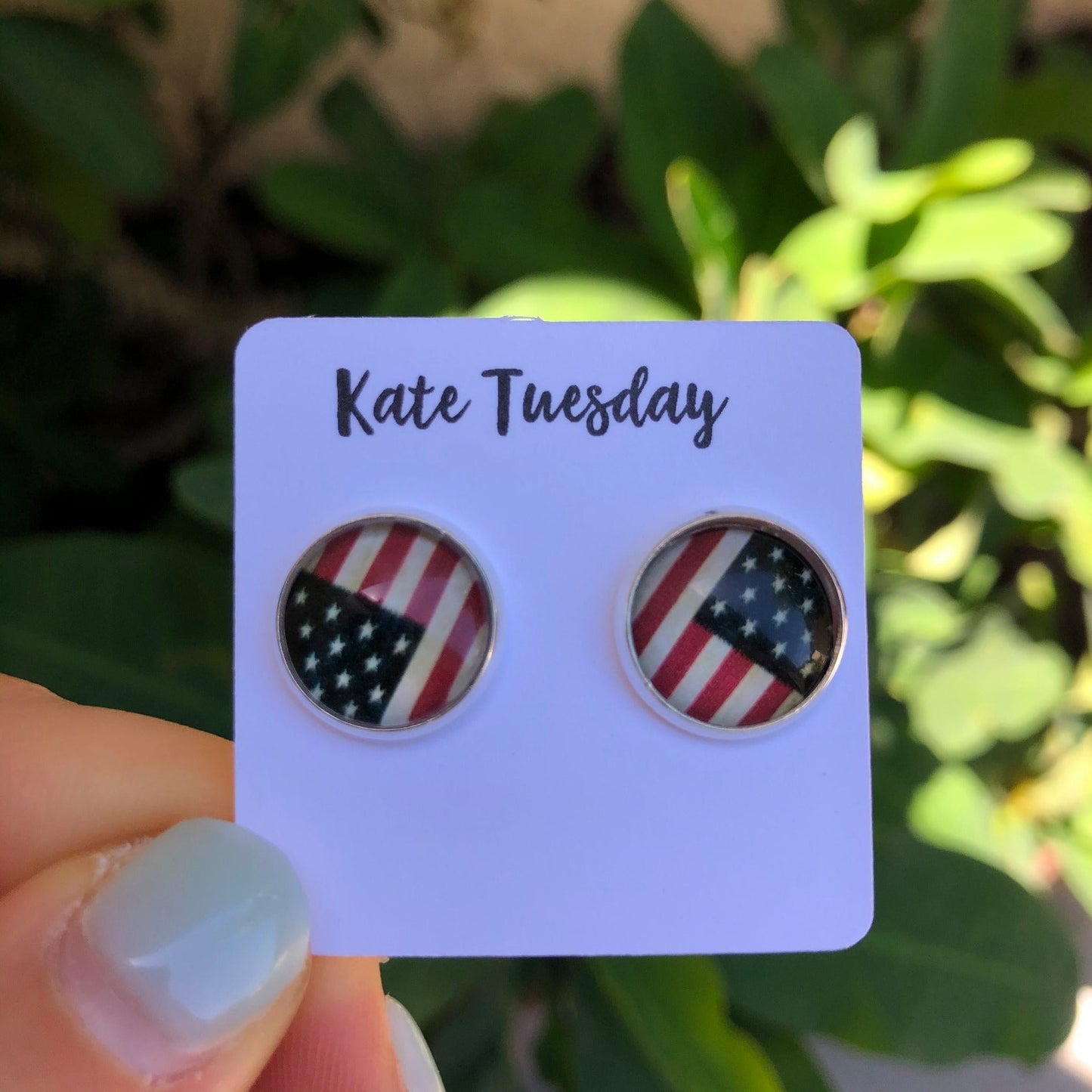 Patriotic Flag Stud Earrings 12mm
