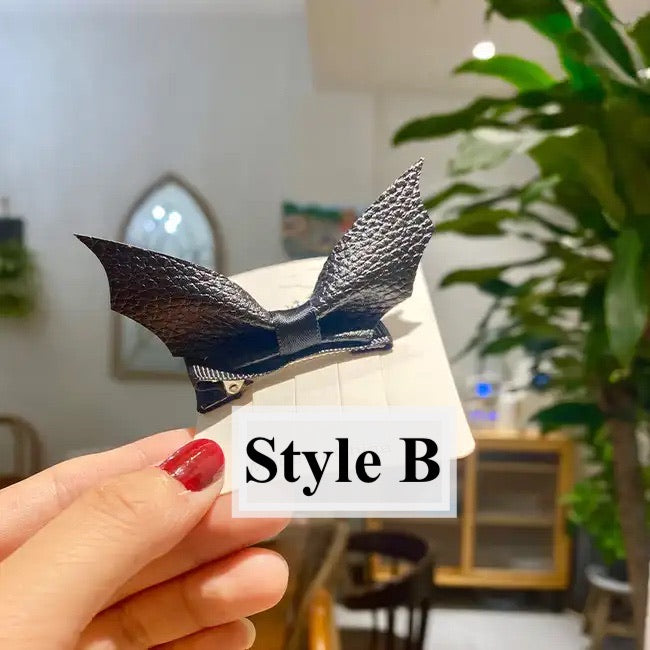 Leather Bat Hair Clips