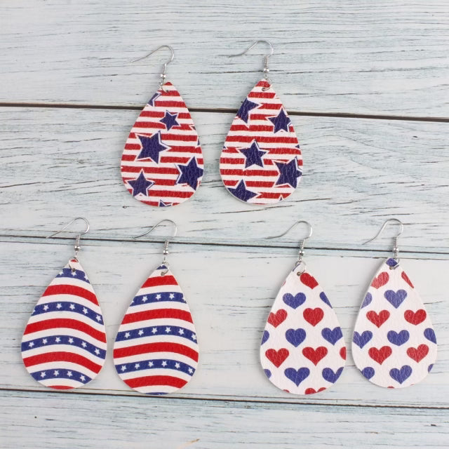Patriotic Leather Earrings