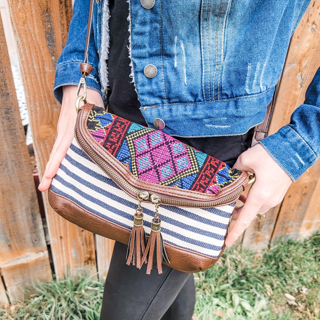 Montana Crossbody Purse - Navy Stripe
