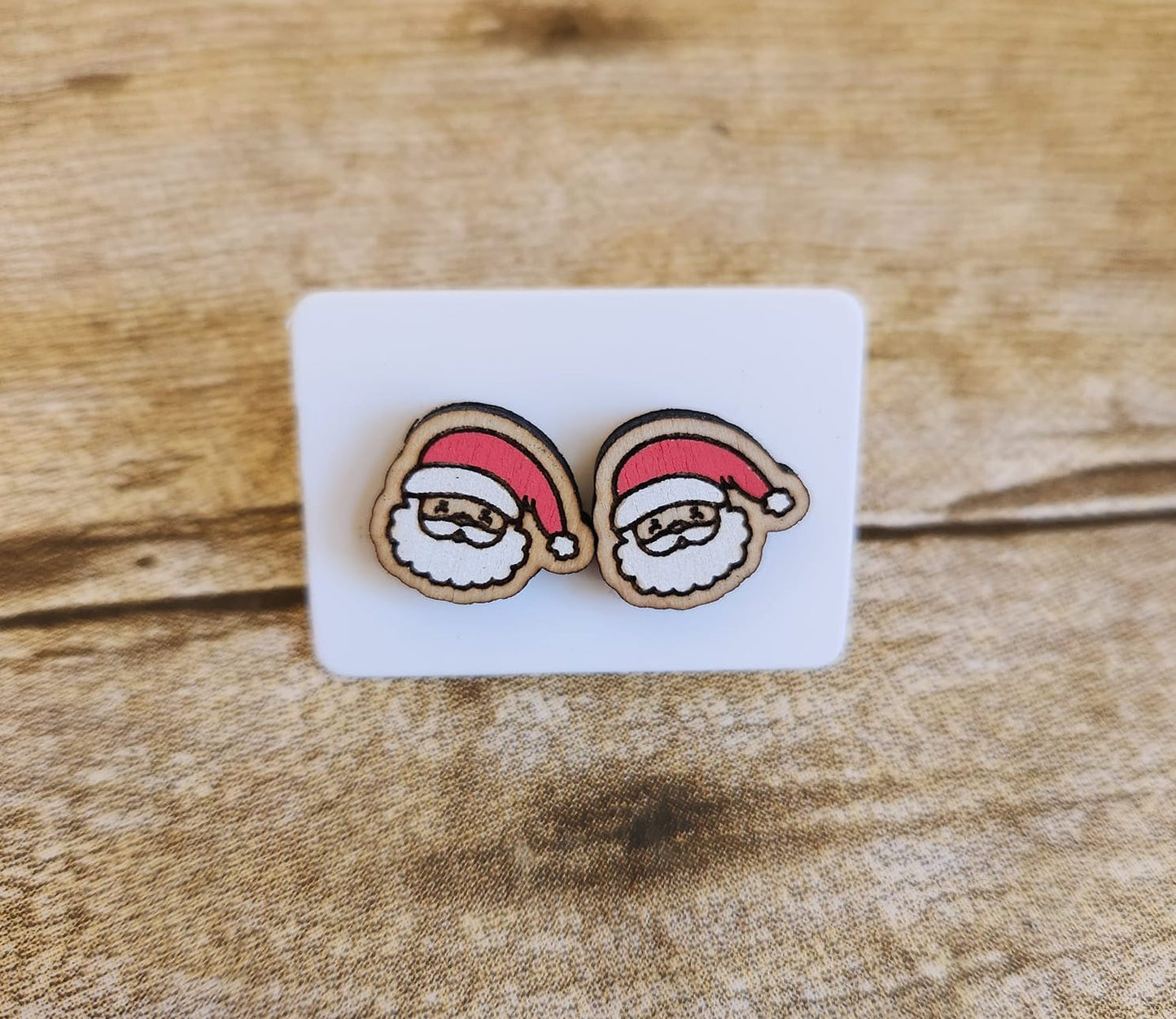 Santa Wood Stud Earrings