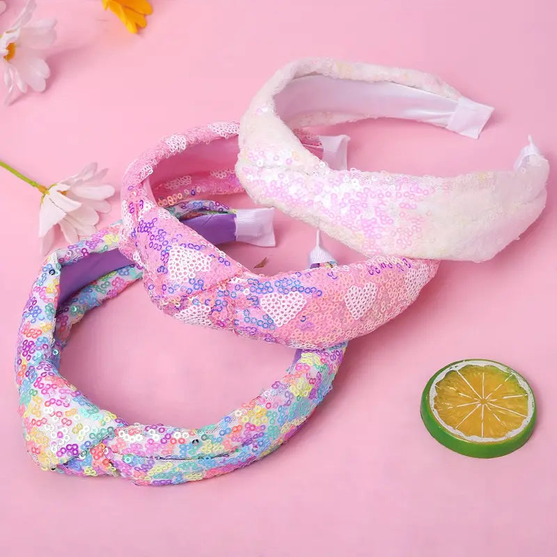 Sequin Glitter Pack of 3 Headbands