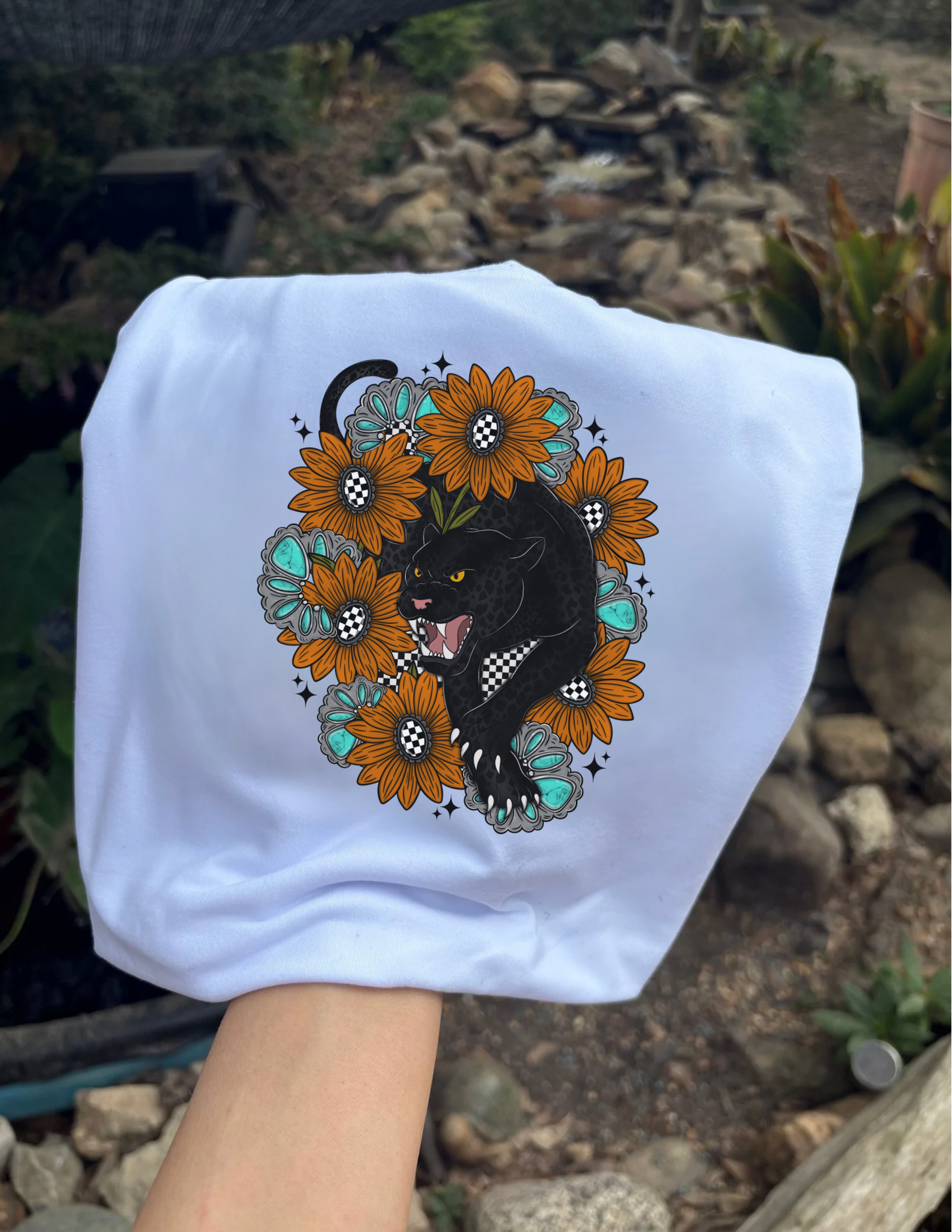 Floral panther western sublimation T-shirt