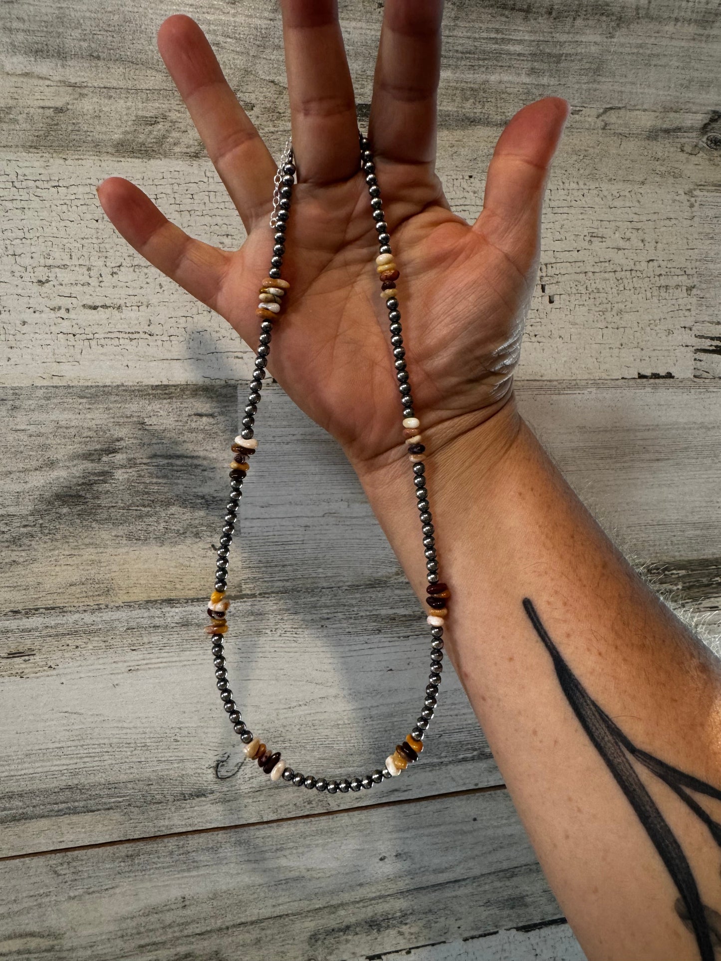 Nevada Opal & Sterling Silver Pearl Necklace – 4mm – Handmade by The Bijoux FAB – 17