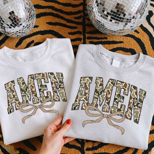 Amen camo bow sublimation T-shirt