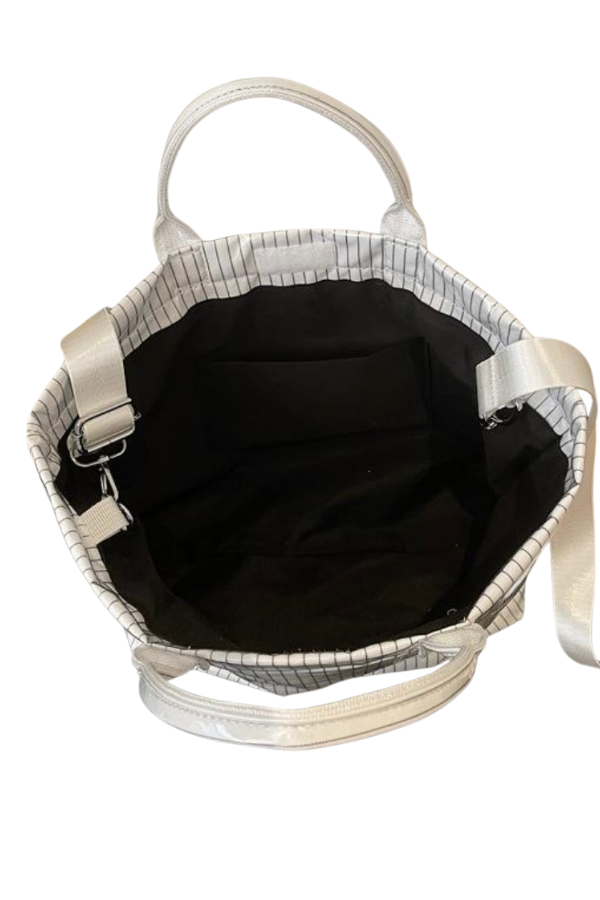 SC - White Pinstripe TOTE BAG with Strap