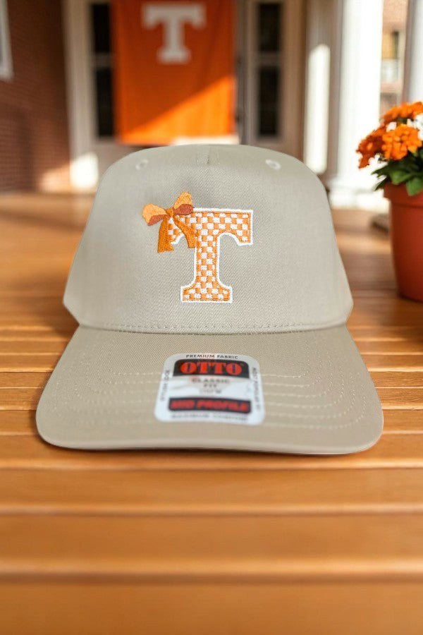 SC - Vols T with Bow Tan Canvas Embroidered Hat