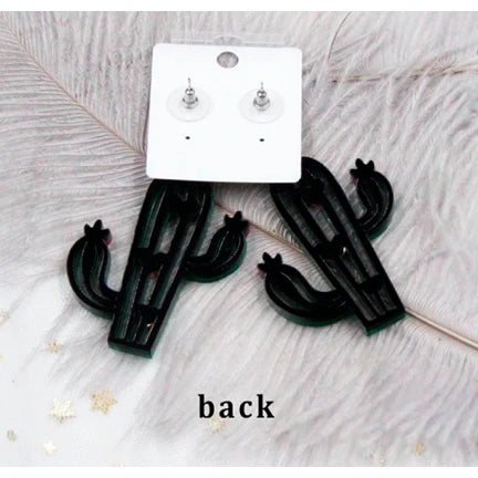 Glittery Cactus Earrings Pink and Green