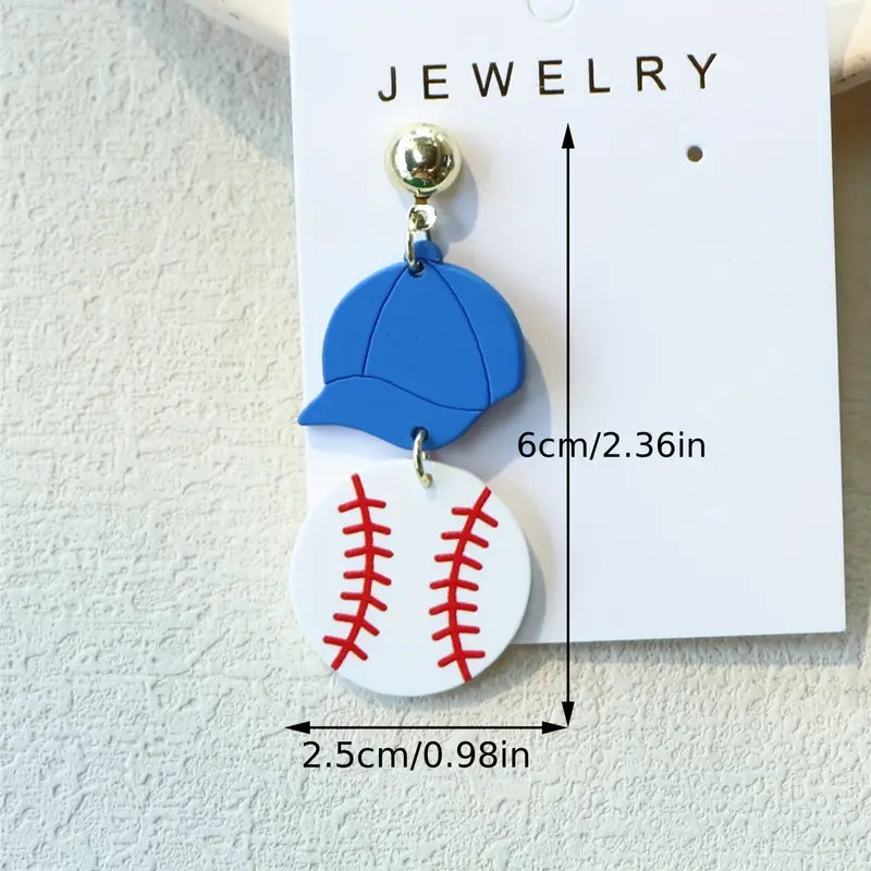 Baseball Hats + Ball Hang Earrings