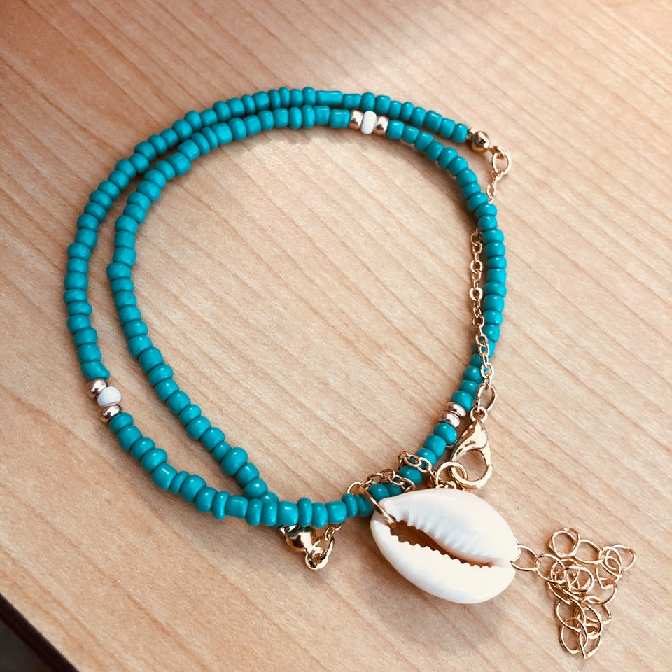 Turquoise Gold Beaded Shell Necklaces