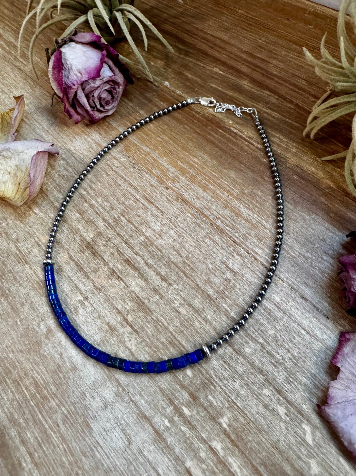 Lapis & Sterling Silver Pearl Choker