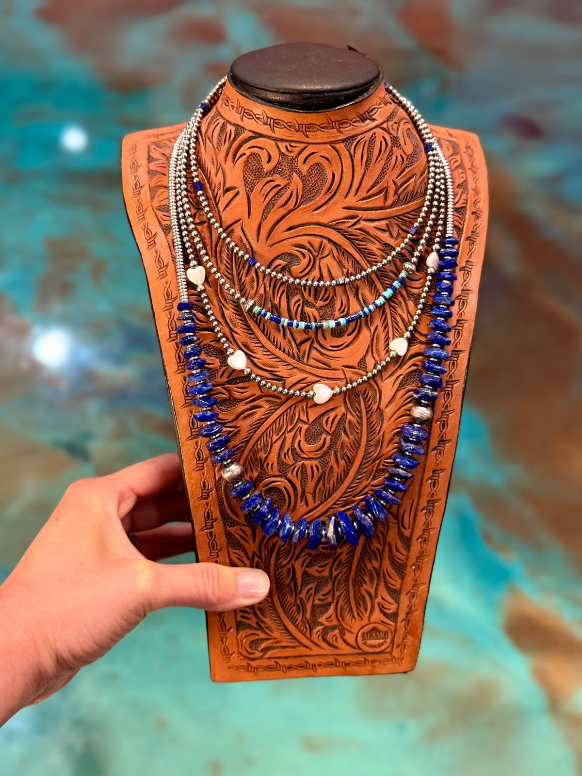 Lapis, Turquoise & Freshwater Pearl 4-Piece Necklace Stack