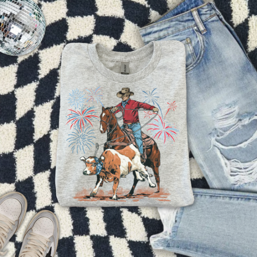 team roper Fourth of July sublimation T-shirt