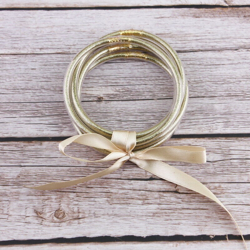 Champagne Gold Glitter Jelly Bangles Bracelets