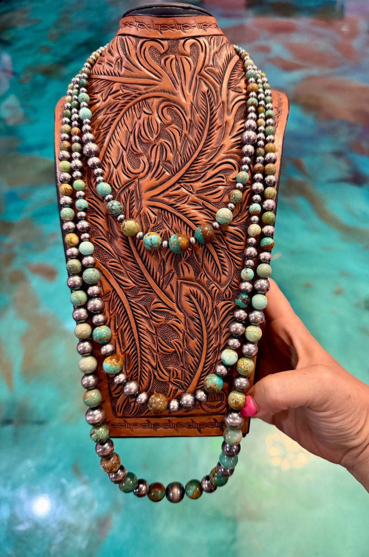 Jaci Stack – Graduated Blue-Green Turquoise & Sterling Silver Necklaces