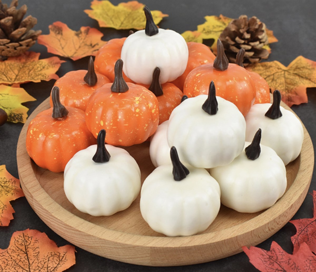 Orange and White Mini Pumpkins Set of 12