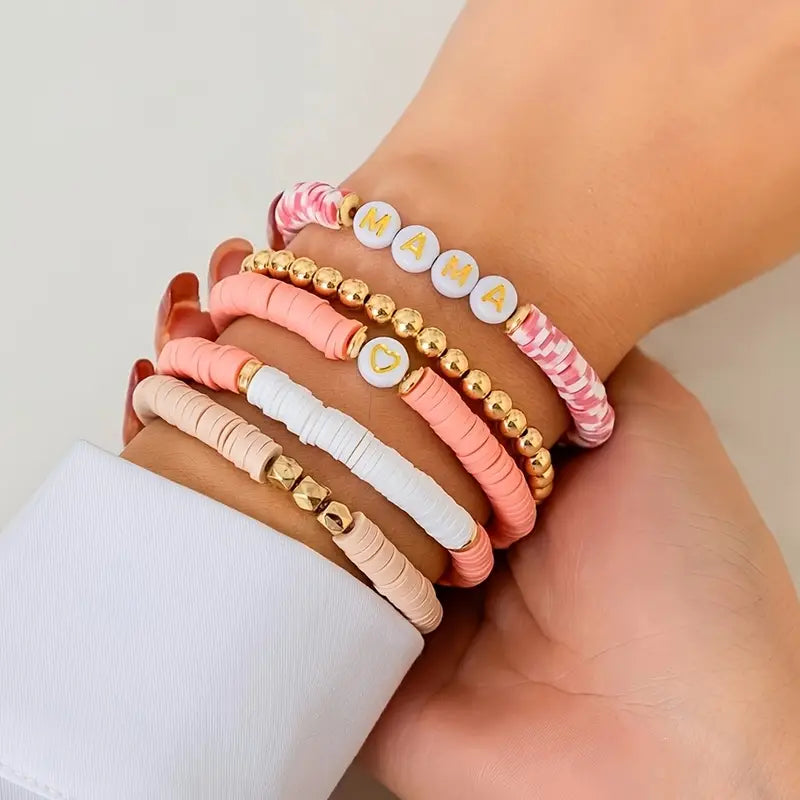 MAMA Peach Bracelet Stack