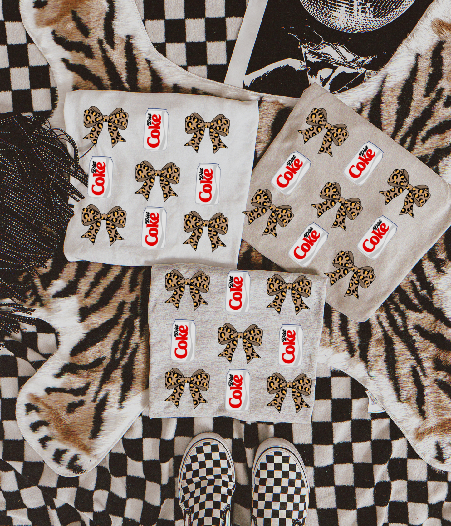 Cheetah and diet Cola bow tee sublimation T-shirt