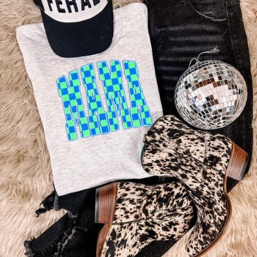 Blue + green mama sublimation T-shirt