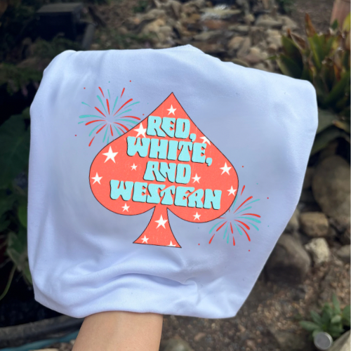 Red, White, and western sublimation T-shirt