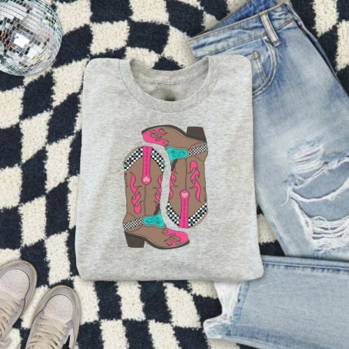 Groovy flame boots sublimation T-shirt