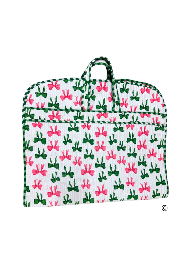 SC - ETA 7/30-8/13 Southern Belle Pink and Green Bow Garment Bag