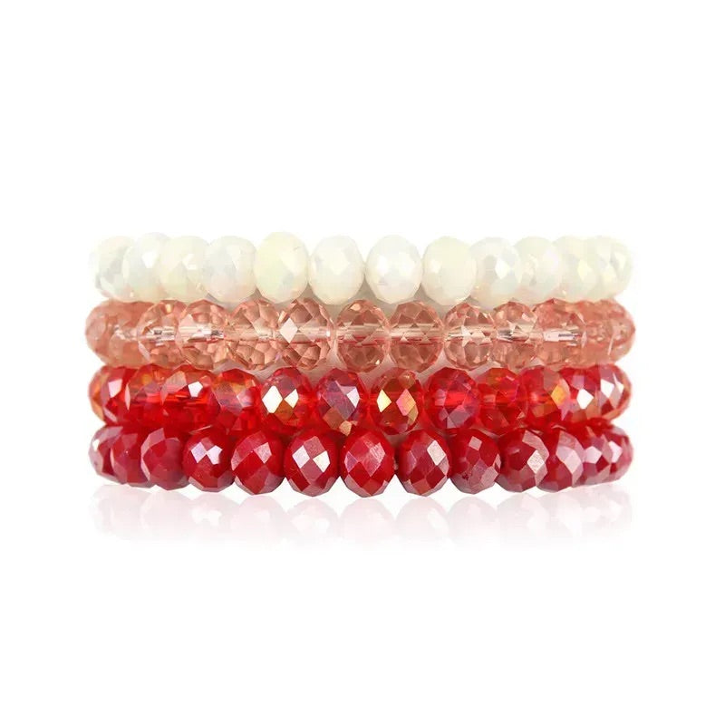 Reds Set of 4 Stretchy Bracelets