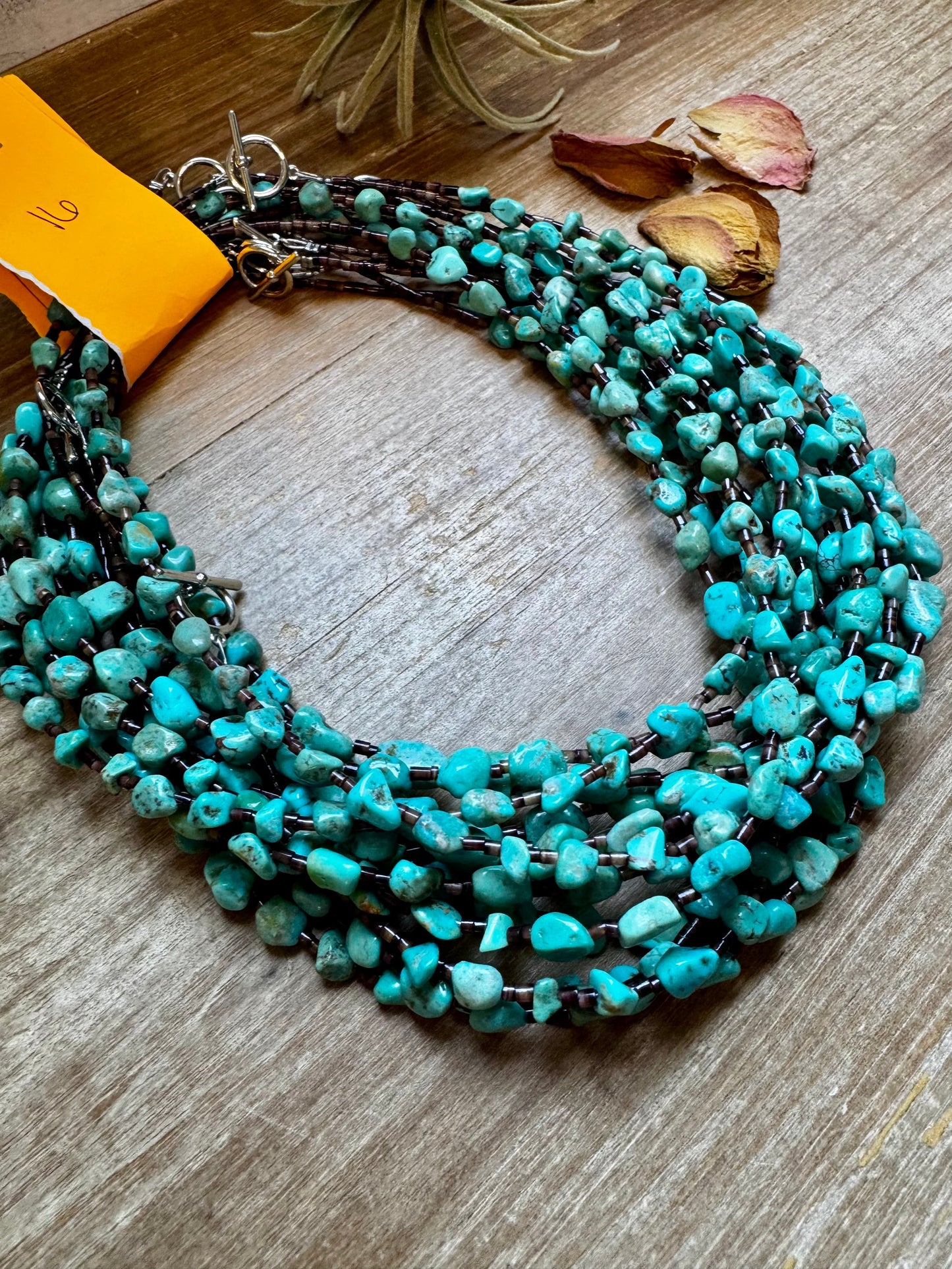 19" Turquoise and Shell Necklace – Bright Natural Stones