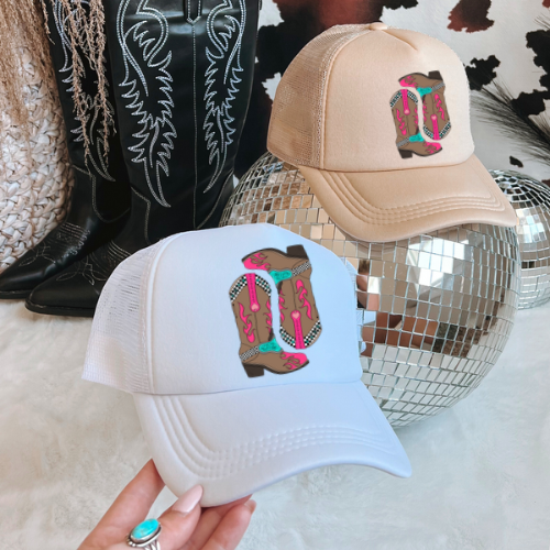 Groovy boots western trucker hat