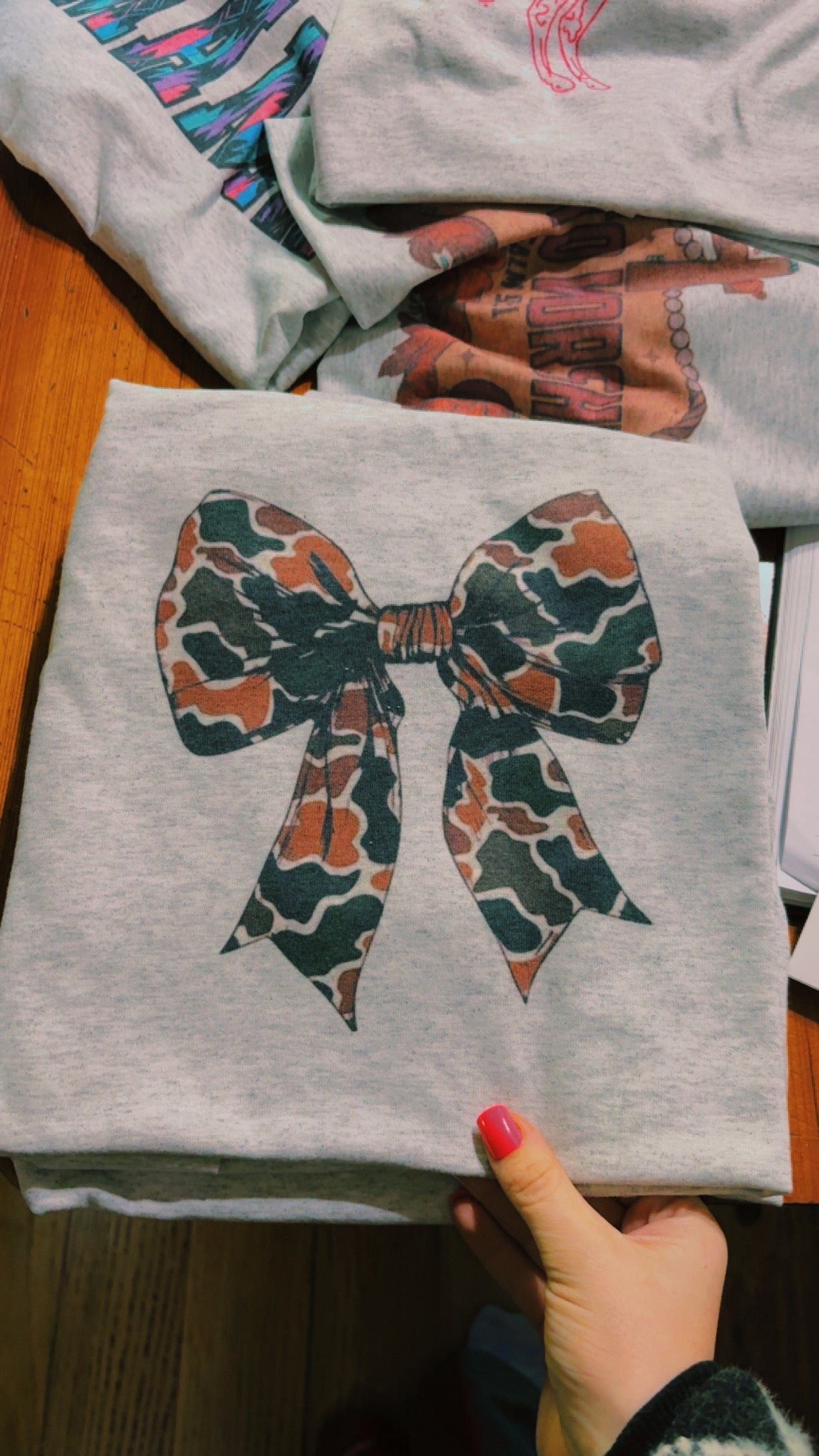 Camo bow tee sublimation T-shirt