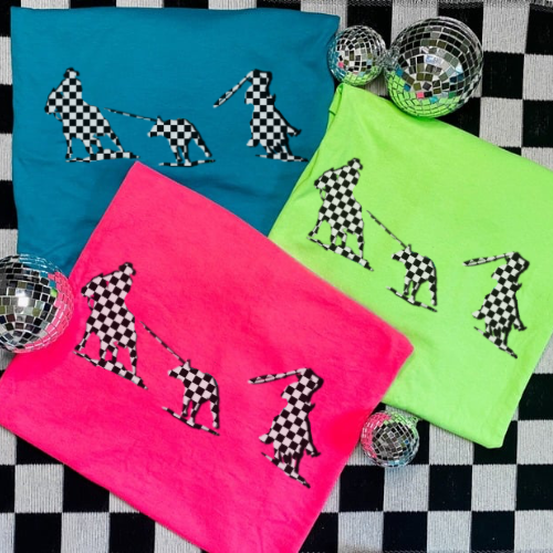 Checkered team roper neon sublimation T-shirt