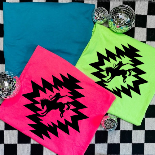 Aztec bucking horse neon sublimation T-shirt