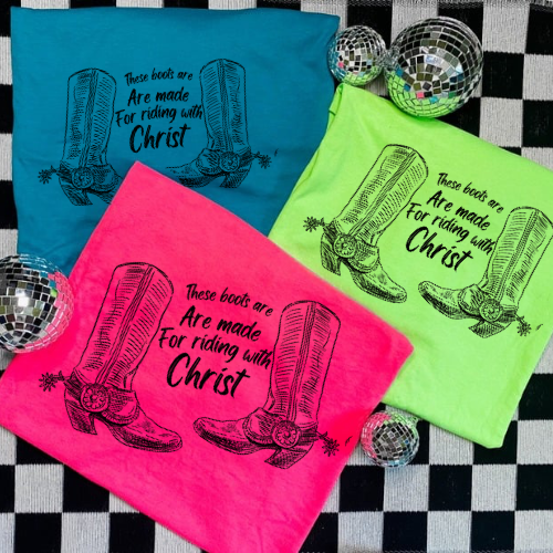 Riding with Christ neon sublimation T-shirt