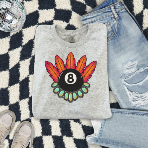 Feathered 8 ball sublimation T-shirt