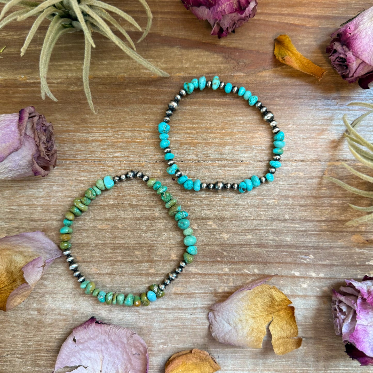 Sterling Silver Mini Wolf Stretchy Bracelet Bundle (Set of 2) – Mixed Stone