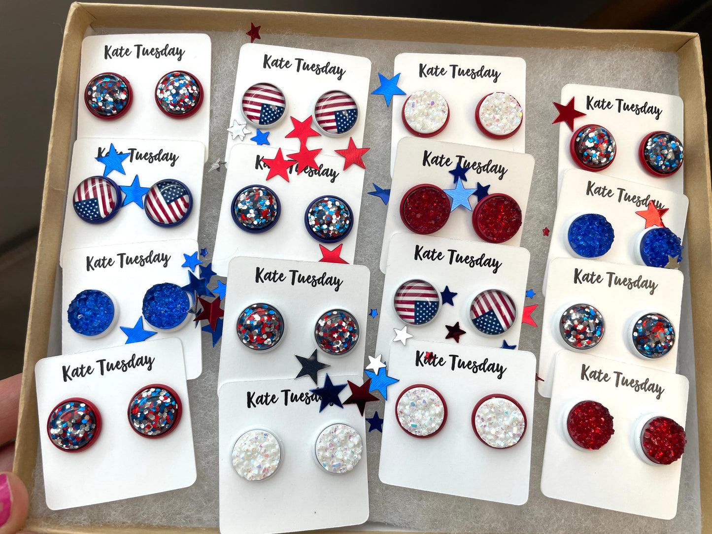 Box Of Red, White + Blue Earrings