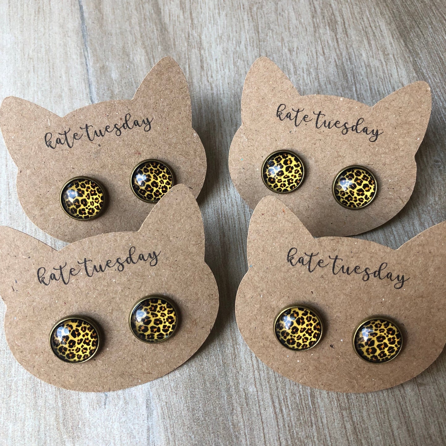 Meow Cheetah Earrings Cat Cards