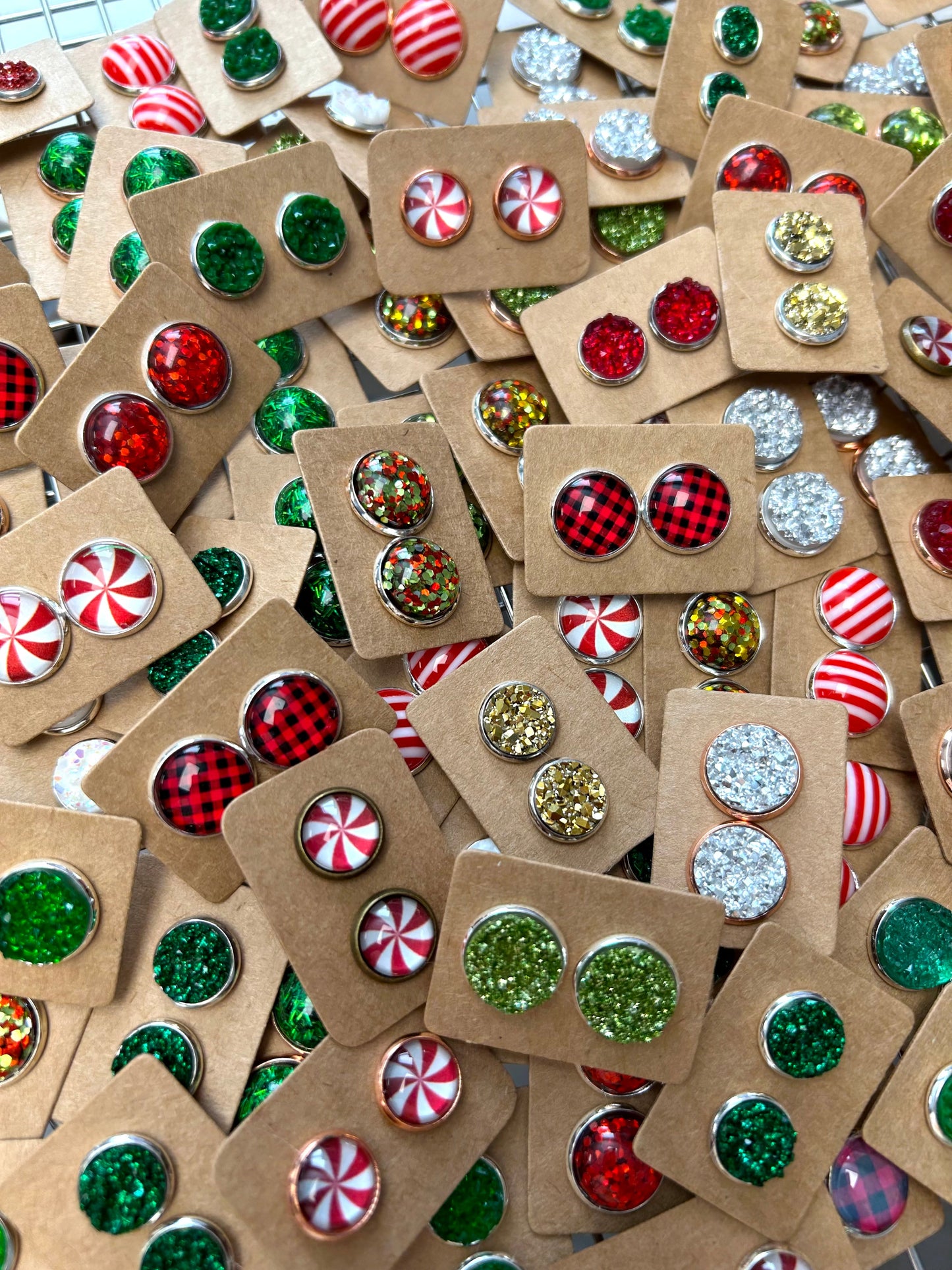 Holiday Grab Bag of Stud Earrings Brown Plain Cards