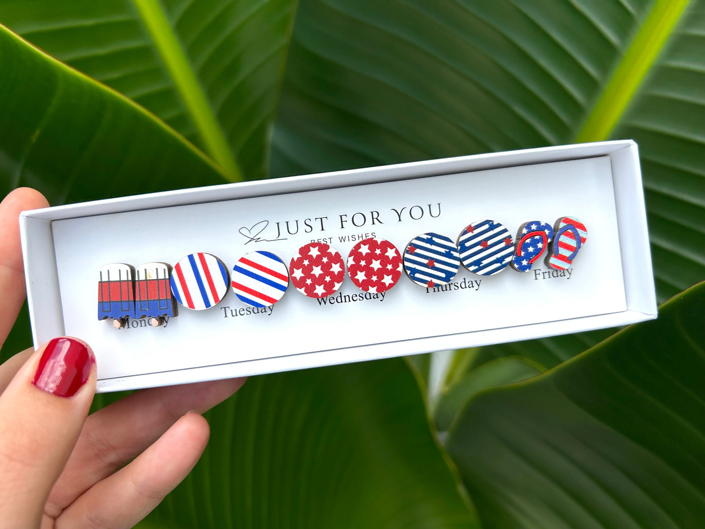 ❤️Patriotic Red, White and Blue Stud Earring Boxes