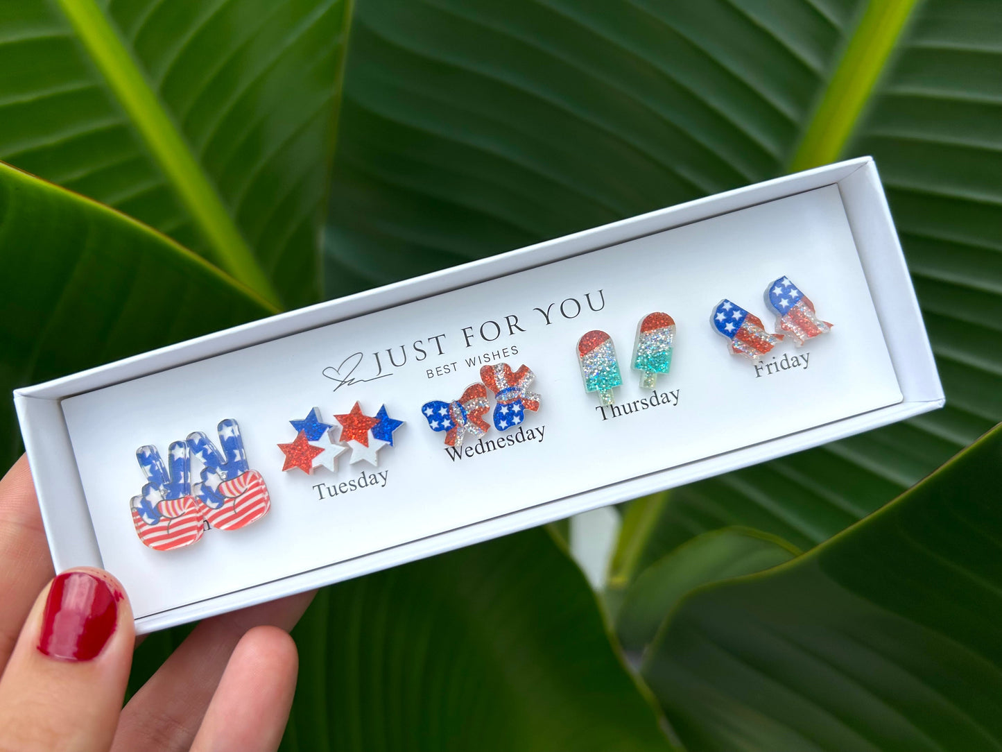 ❤️Patriotic Red, White and Blue Stud Earring Boxes