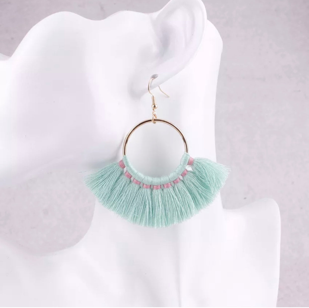 Kate Tassel Hoop Earrings Multi Pink