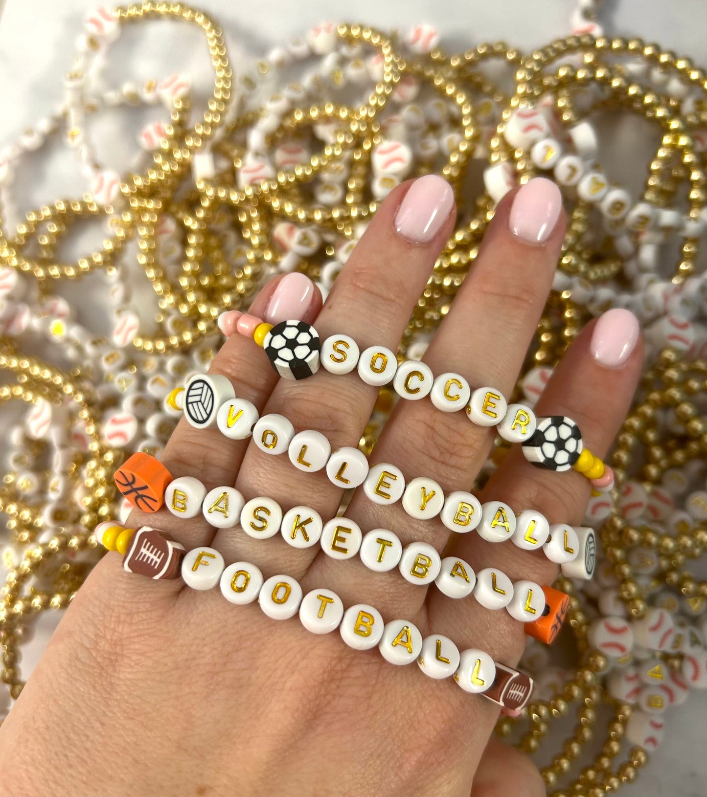 ⚽🏈Sports Word Stretchy Bracelets