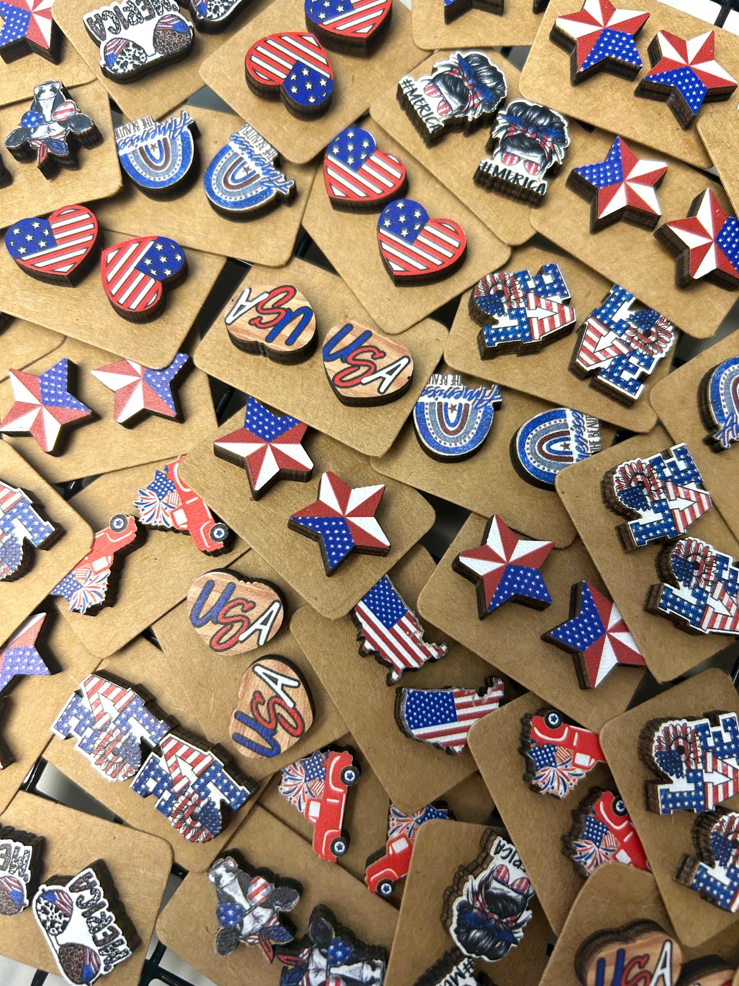 β€οΈππ€ Red, White + Blue Patriotic Stud Earrings
