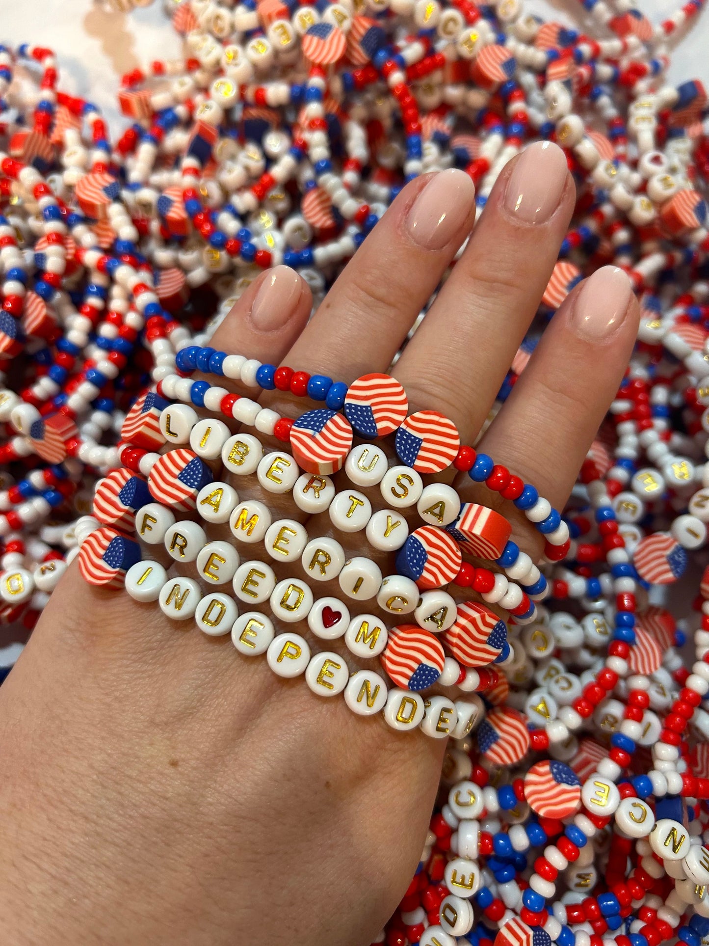 ❤️Red, White + Blue Patriotic Mix Stretchy Bracelets 💙🤍