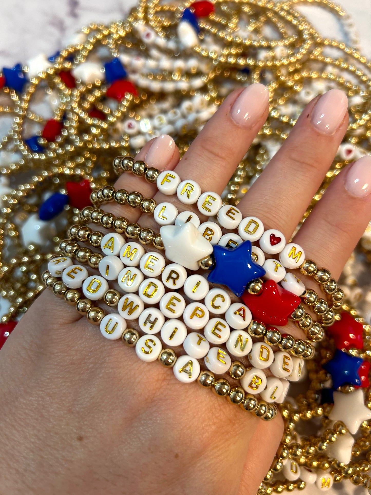 ❤️Gold Patriotic Bracelets Mix💙
