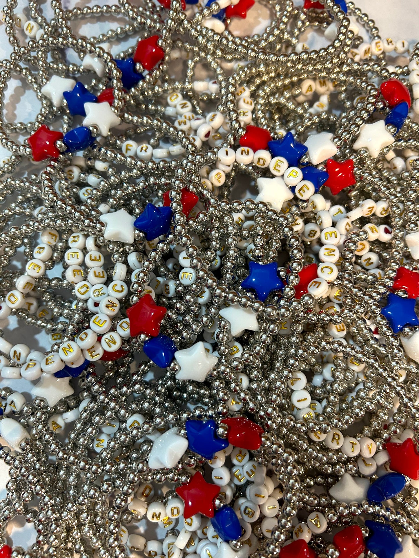 ❤️Silver Patriotic Bracelets Mix💙
