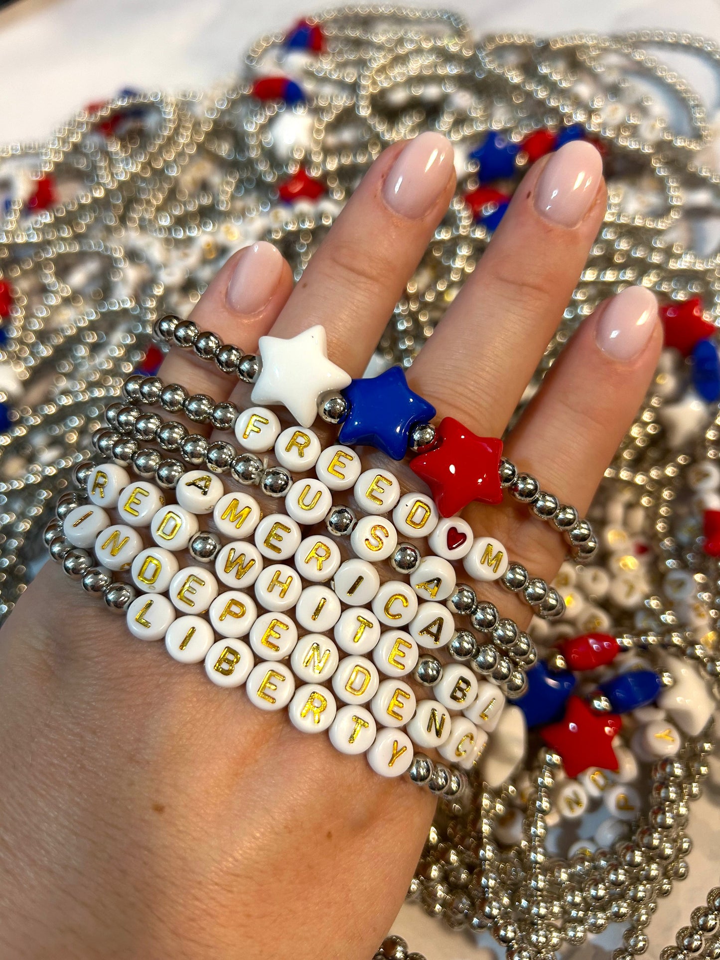 ❤️Silver Patriotic Bracelets Mix💙