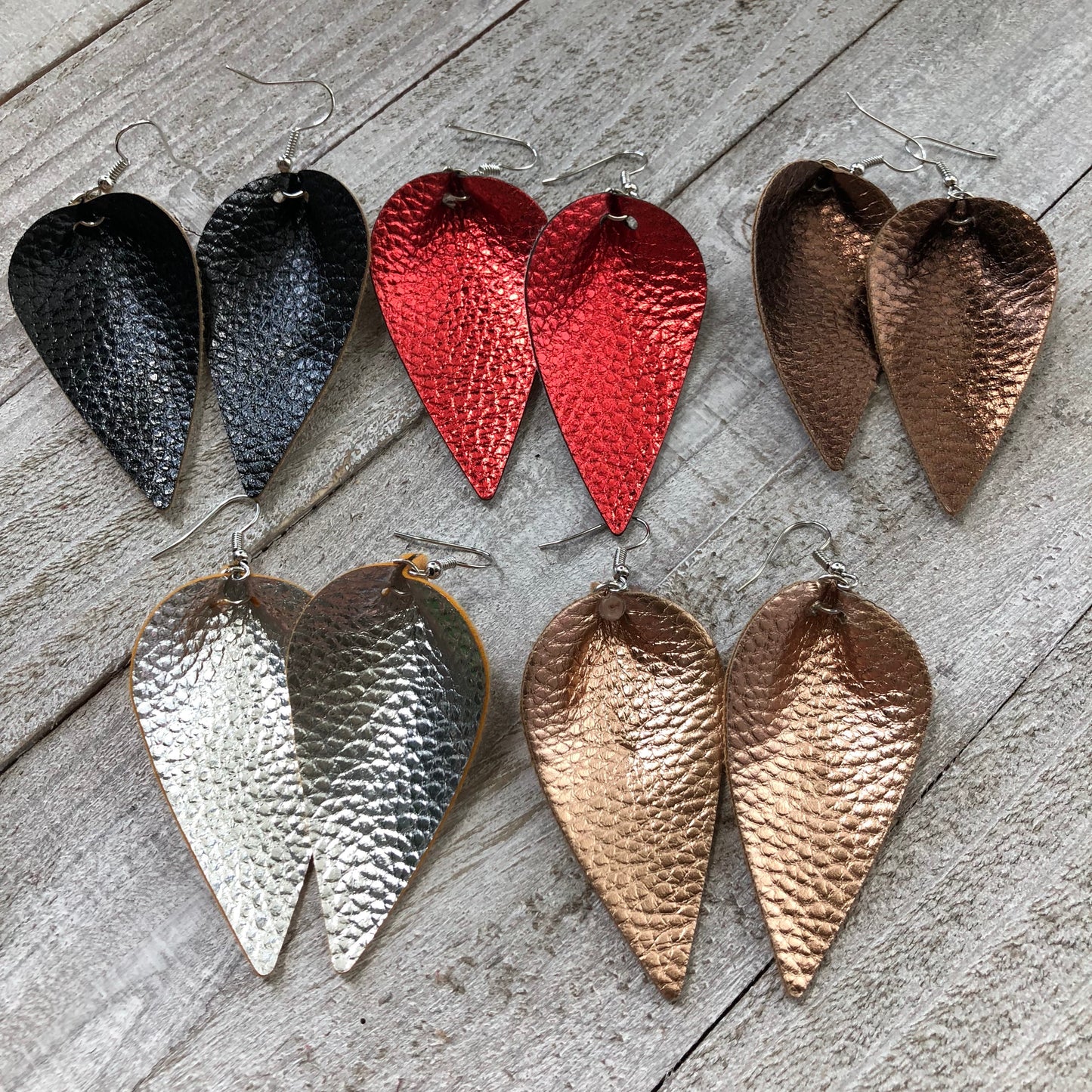 Holiday Folded Neutral Leather Earrings